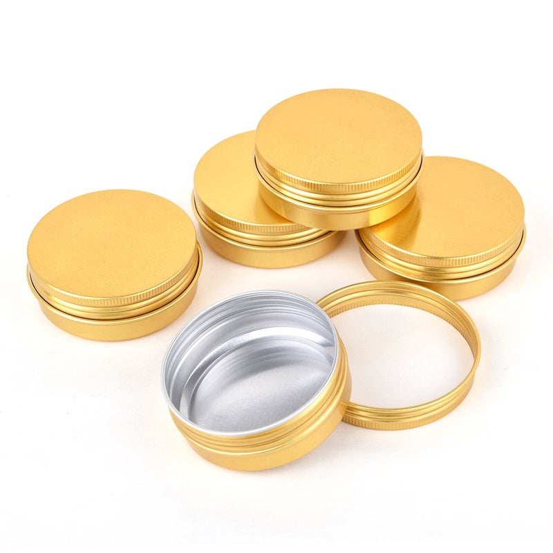 LIYAR 2oz 60ml Metal Storage Tins  Aluminum 2 oz Tins Jars Round Tin Containers  Empty Salve Jars Screw Top Tin Cans for Store Spices Candies Tea or Gift Giving Gold(Pack of 14) - Image 3
